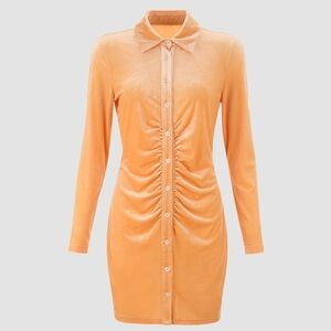 Cider Orange Velvet Dress